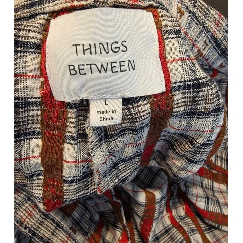Things Between - Noelle Plaid Teddy Bear Pajama‎ Pants Large Cozy 100% Cotton